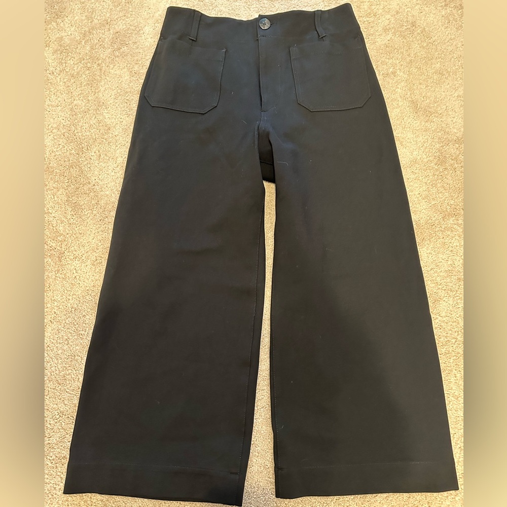 Maeve Anthropologie the Colette black wide leg crop pants size 30